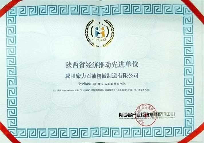 榮獲“陜西省經濟推動先進單位”